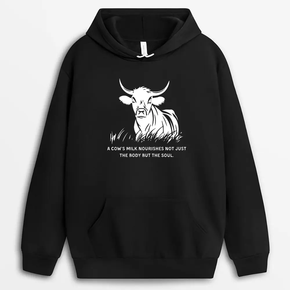 A Cows Milk Nourishes Not Just The Body But The Soul Viextee Hoodie - Black