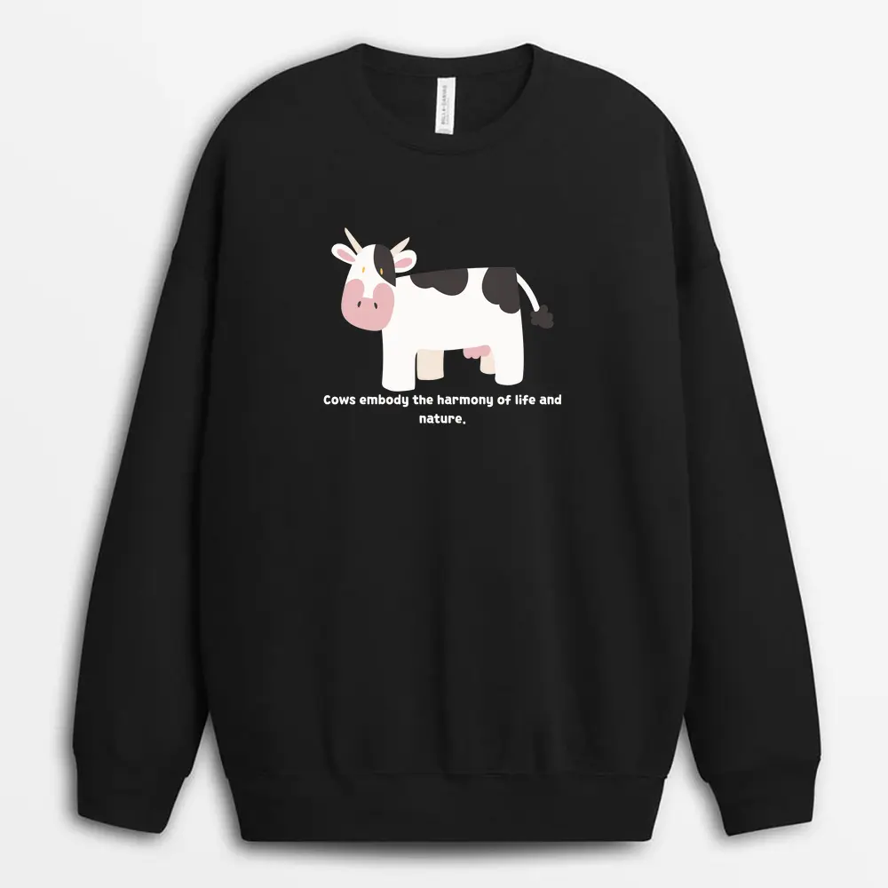 Cows Embody The Harmony Of Life And Nature Viextee Sweatshirt - Black