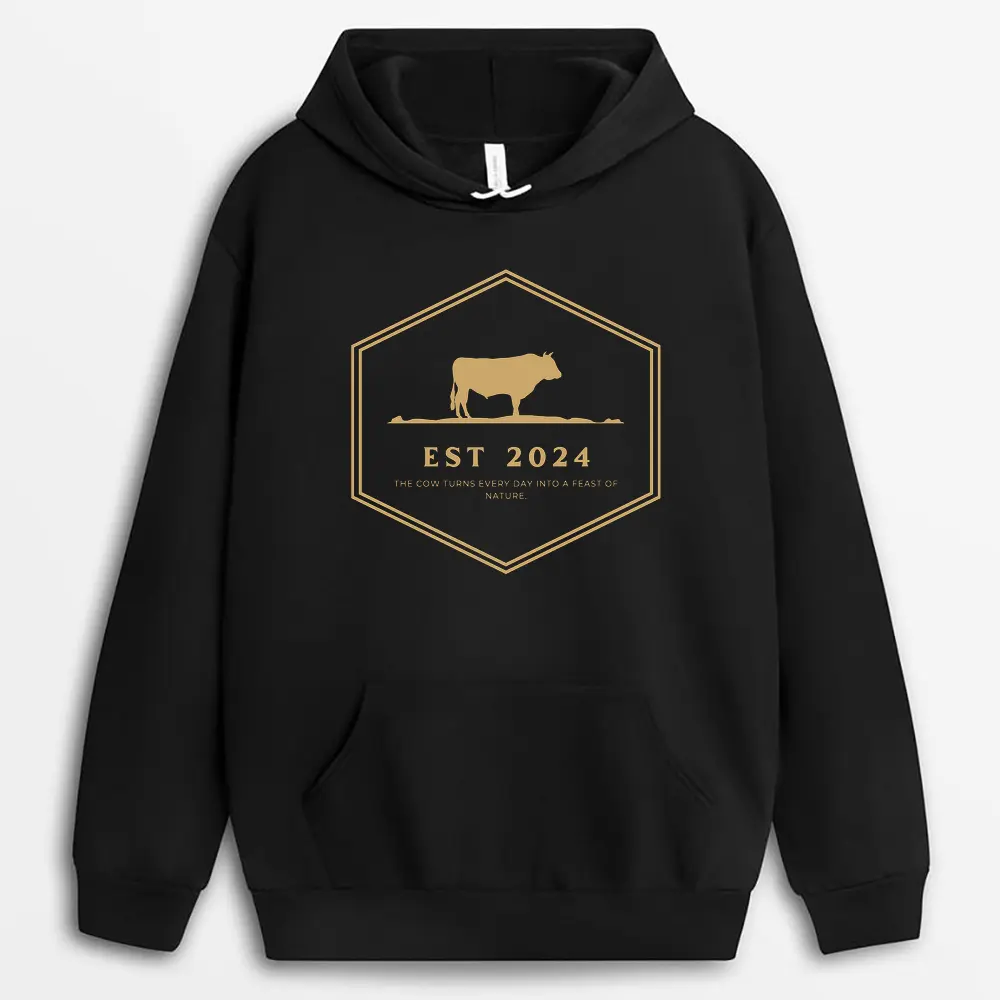 The Cow Turns Every Day Into A Feast Of Nature Viextee Hoodie - Black