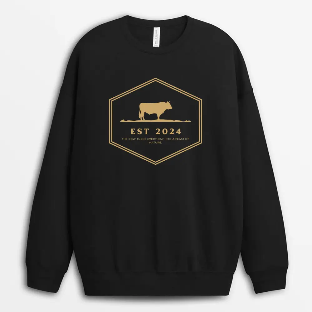 The Cow Turns Every Day Into A Feast Of Nature Viextee Sweatshirt - Black