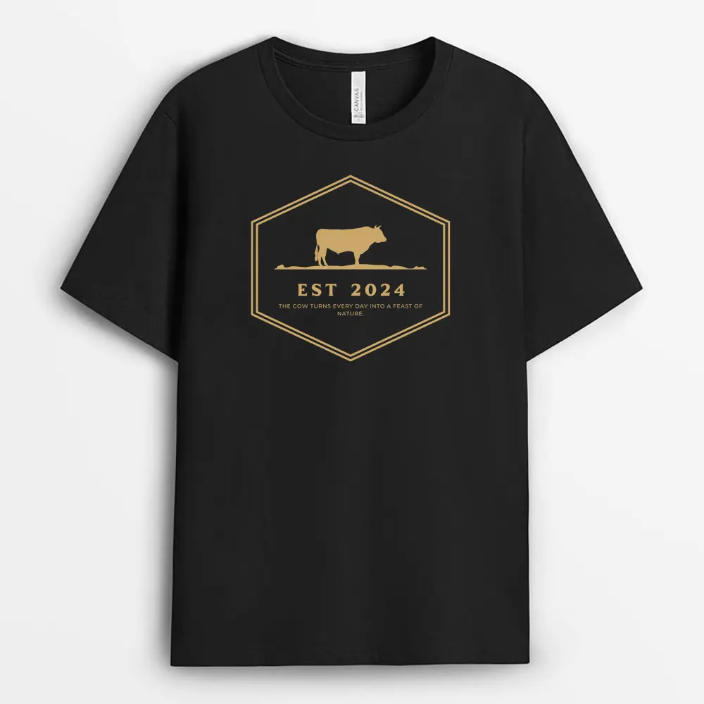 The Cow Turns Every Day Into A Feast Of Nature Viextee T-Shirt - Black